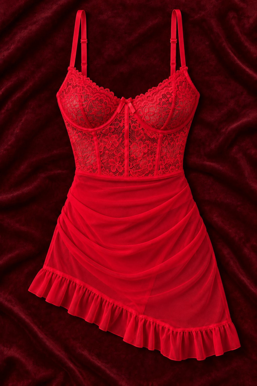 Rouge Balenli Dantelli Gecelik
